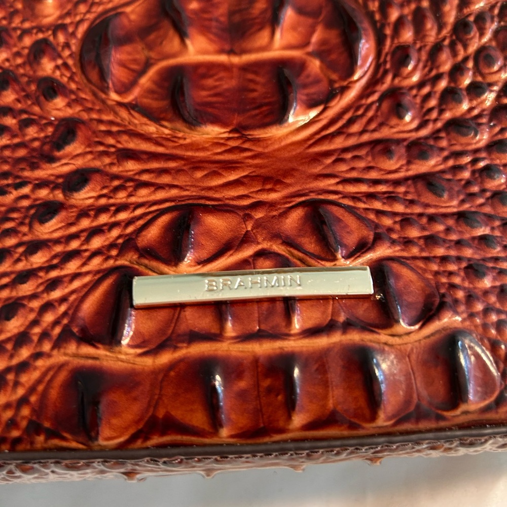 Like new Brahmin Brown Messenger Bag with Crocodile Embossed Leather - Picture 5 of 7